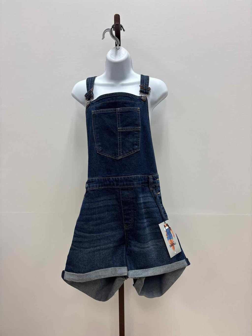 Celebrity Pink Juniors' Roll-Cuff Denim Short Overalls - Soccer