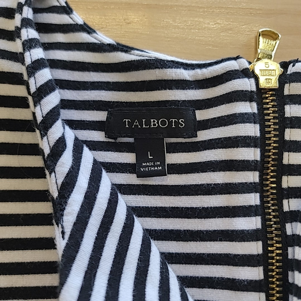 Talbots Size L Black White Sleeveless