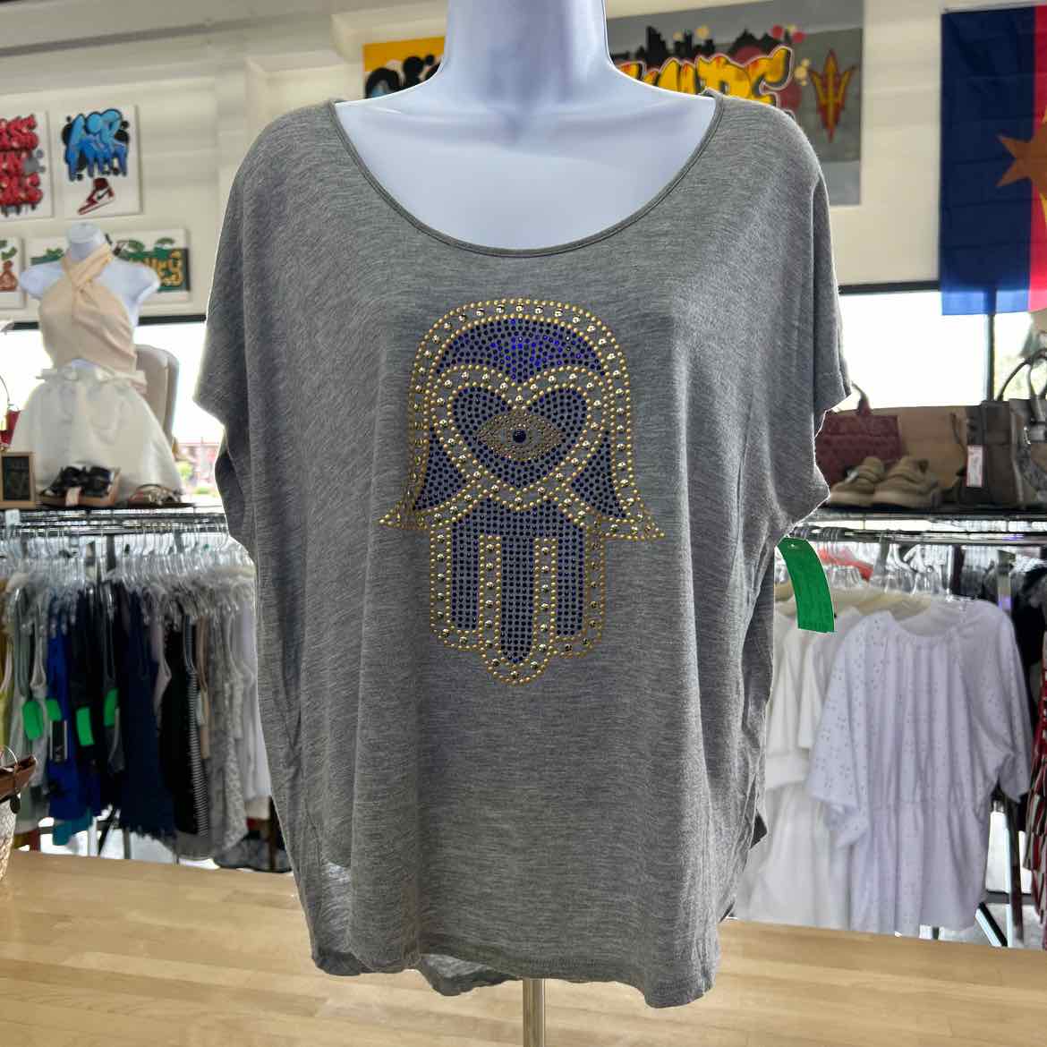 Rachel Roy Size L Grey Preloved T-Shirt SS