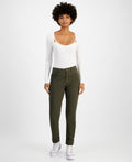 Tinseltown Juniors' High-Rise Slim-Fit Straight-Leg Jeans - Olive