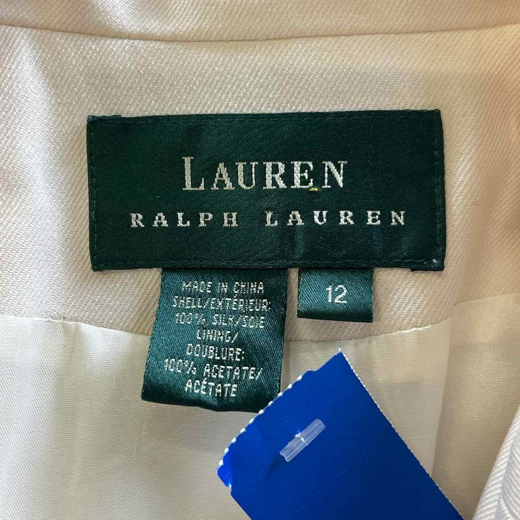 Lauren Ralph Lauren Size 12 Cream Silk Preloved Blazer