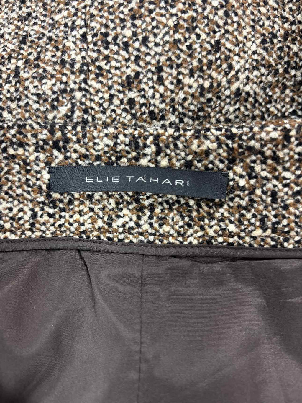 Elie Tahari Size 6 Brown & Beige Wool Skirt