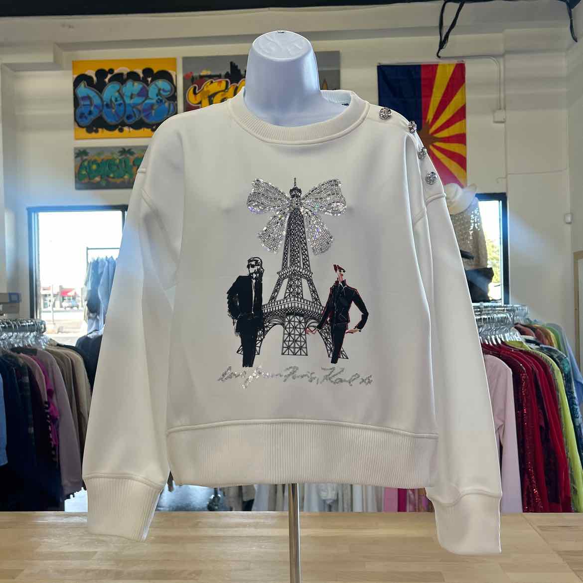Karl Lagerfield Size S White Preloved Sweatshirt