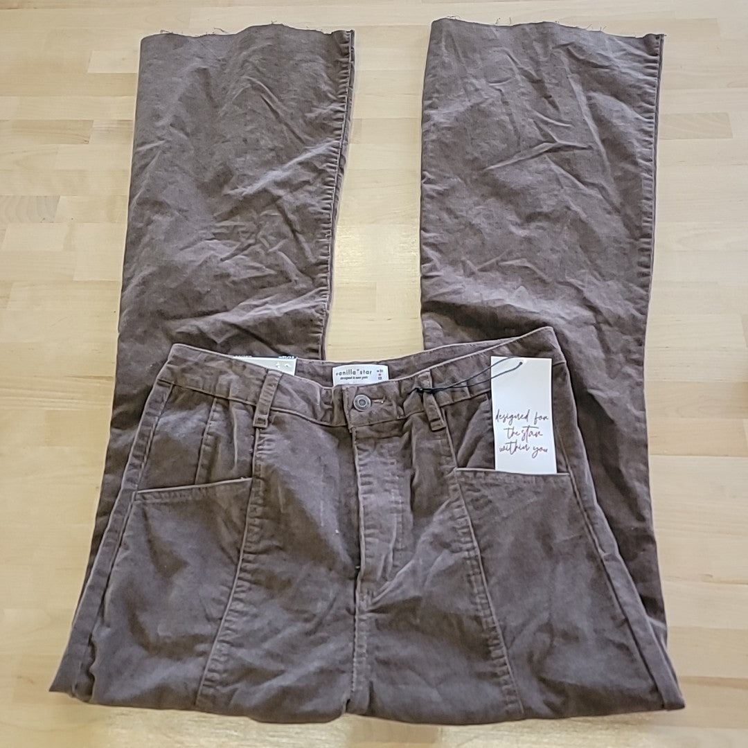 Vanilla Star Size 13 Seam Front Flare Brown Corduroy Jeans NWT