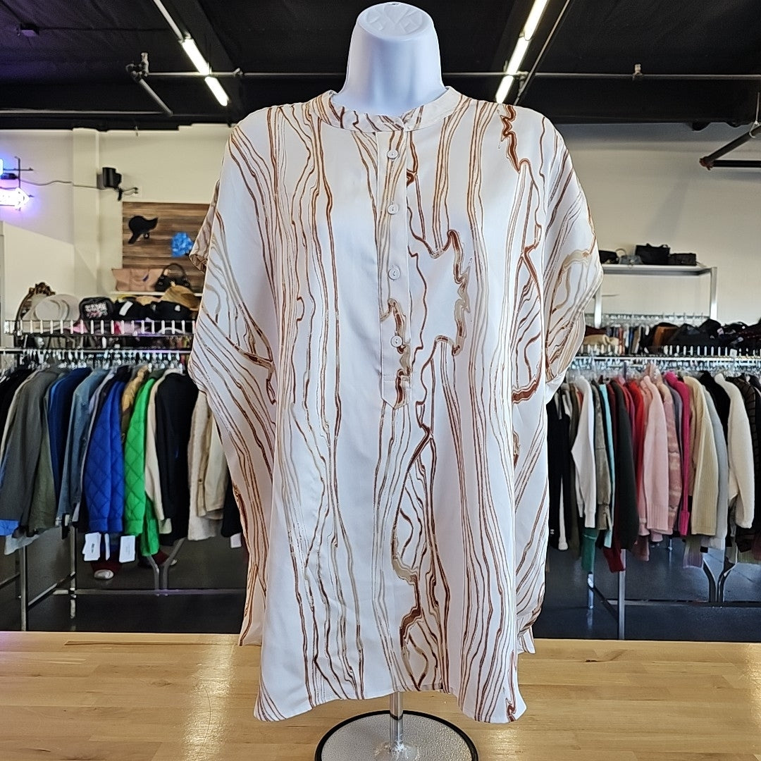 Worthington Size XL Brown & White Blouse