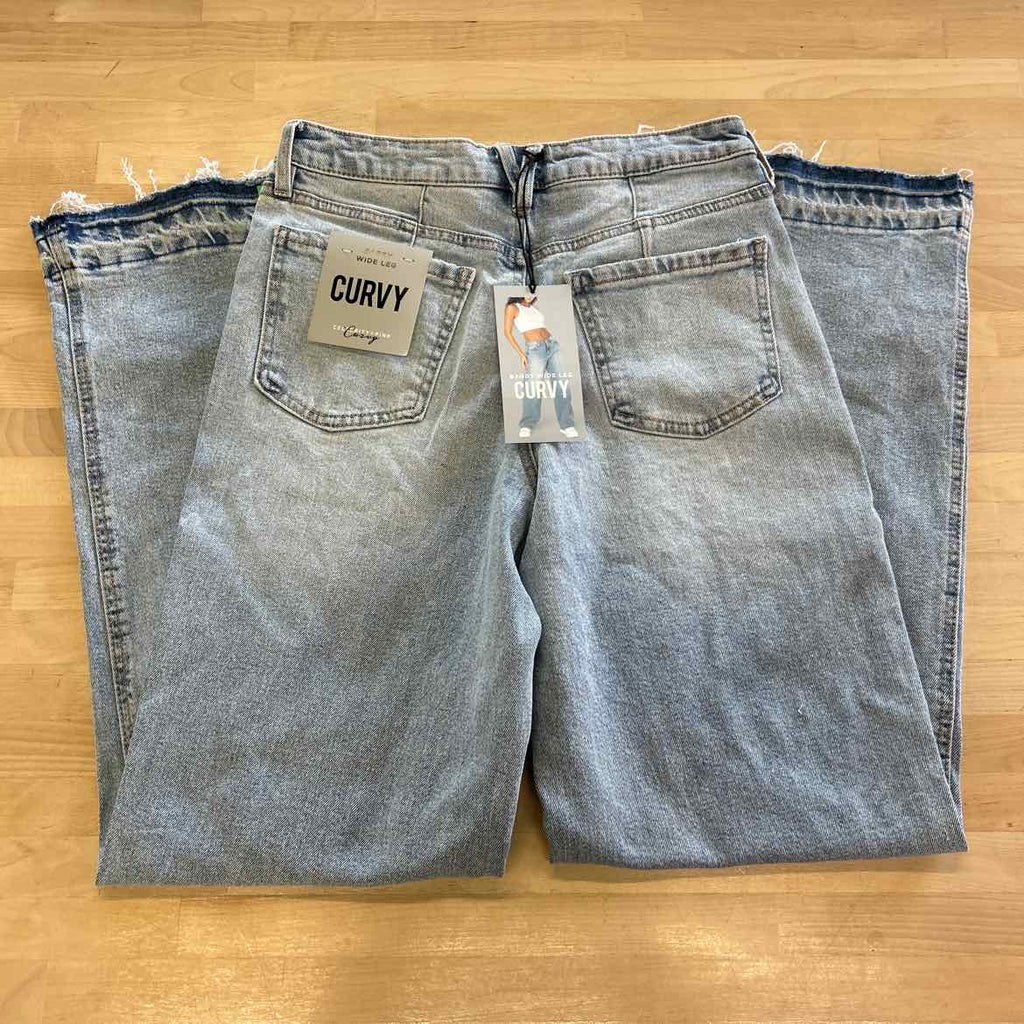 Juniors Celebrity Pink Baggy High Rise Raw Hem Jeans
