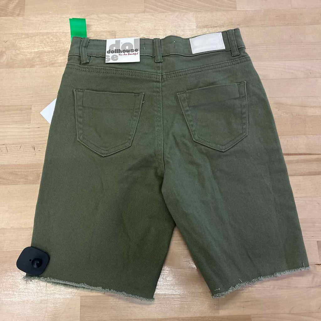Dollhouse Juniors' High-Rise Frayed Bermuda Shorts - Green - 0