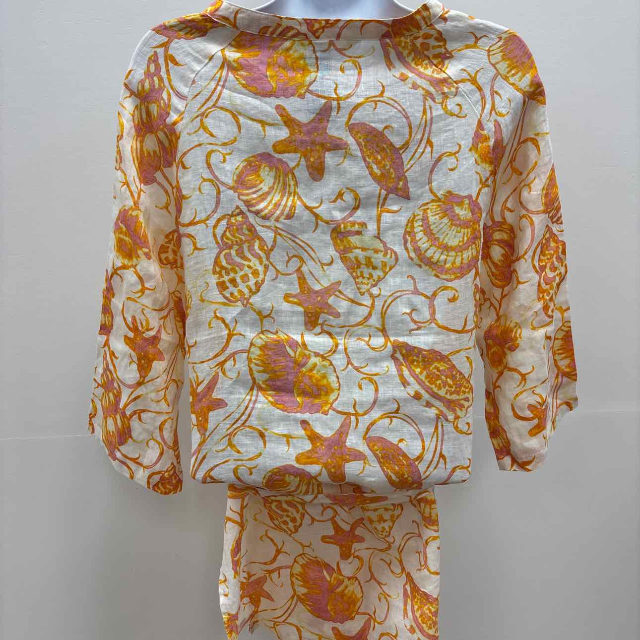 Margaritaville Size XS White Orange Linen Linen Preloved Tunic