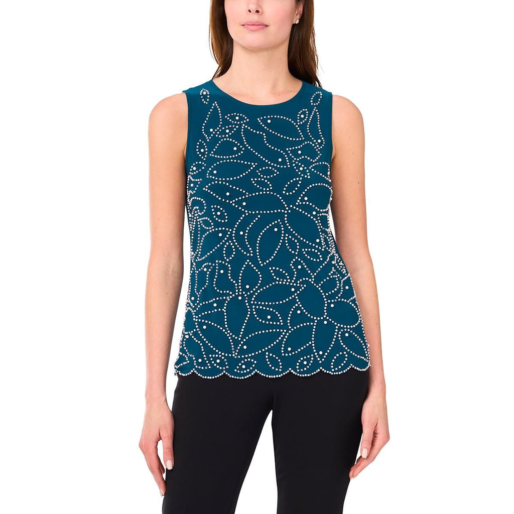 MSK Size L Scalloped-Hem Tank Top