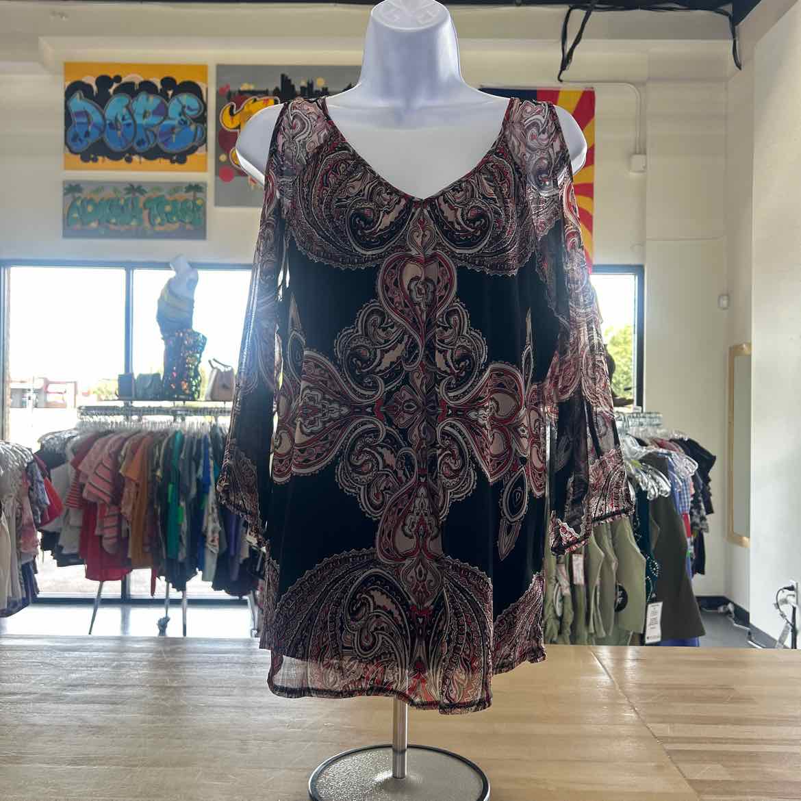 INC Size PXL Red/Black Preloved Blouse LS