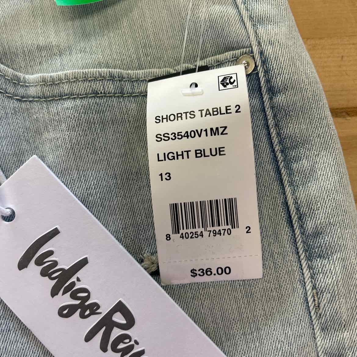 Indigo Rein Juniors' Embroidered Floral Frayed-Hem Denim Shorts - Light Blue