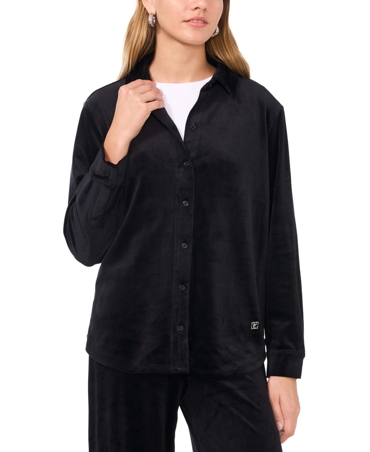 Vince Camuto Size XS Black Button Down Shirt