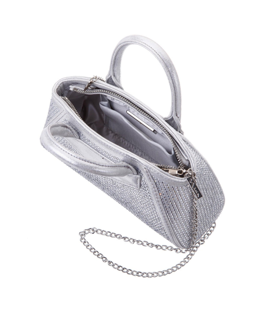 Nina All Over Crystal Satchel Silver No Size