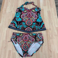 24 Ocean Size L Aqua Pink Swimsuit Bottom/Top