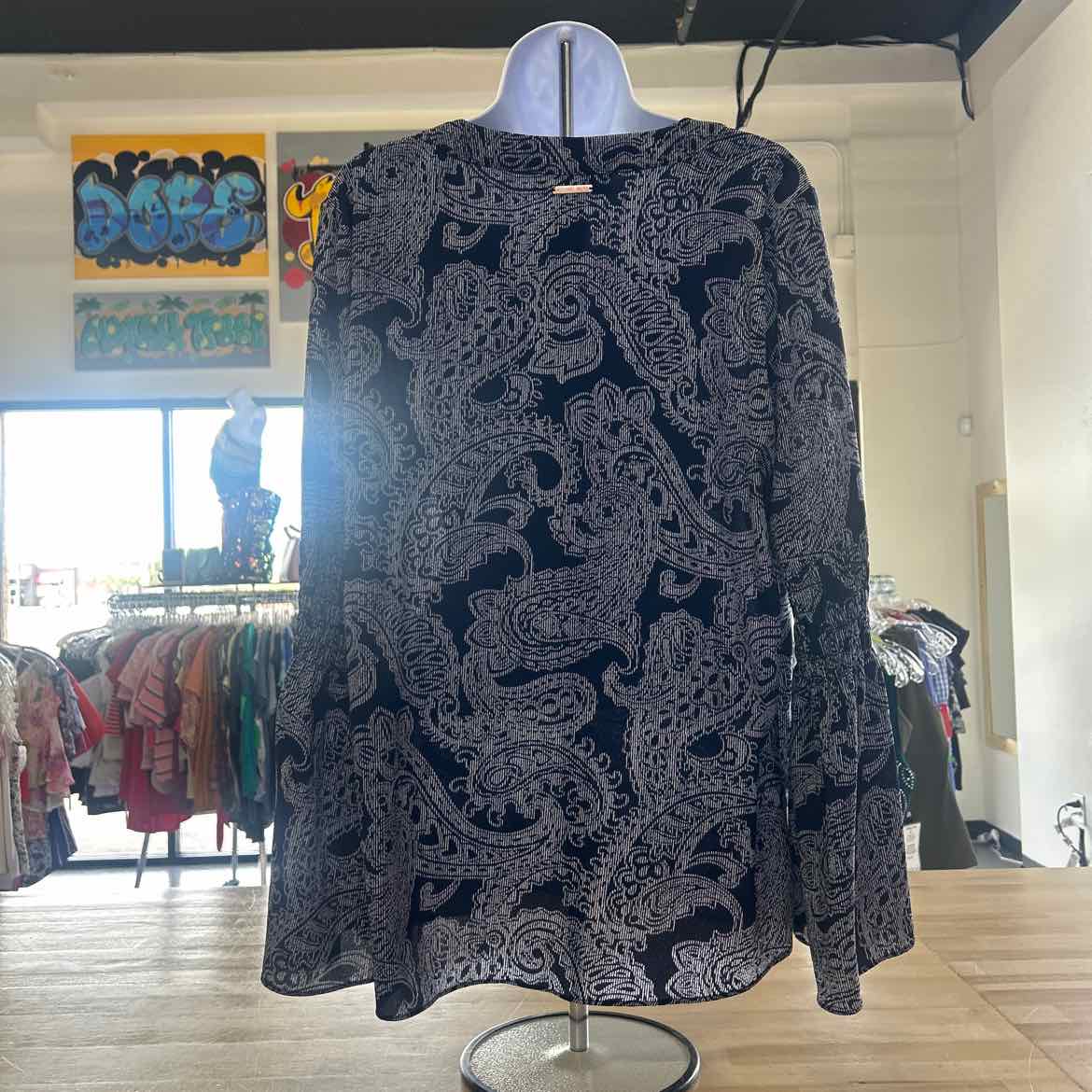 Michael Kors Size L Blue Polyester Elastane Preloved Blouse LS