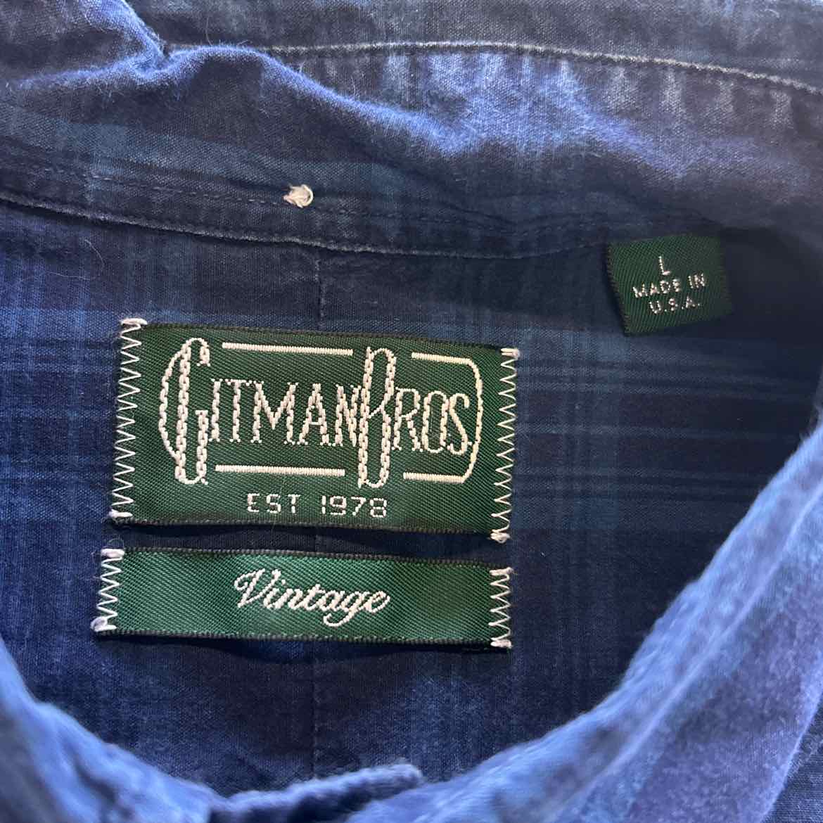 GitmanBros Size L Blue Preloved MENS Button Down Shirt