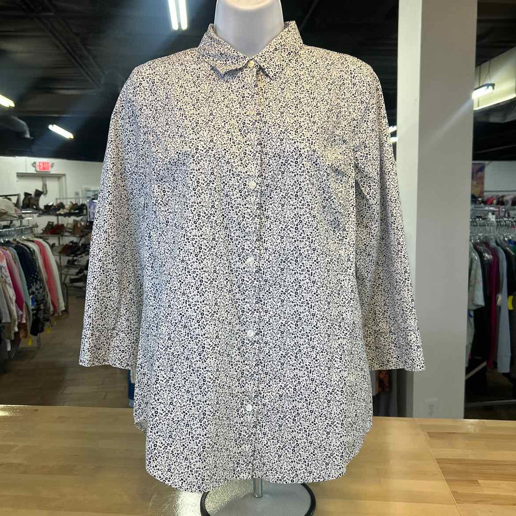 Liz Claiborne Size MT Black White Preloved Button Down LS