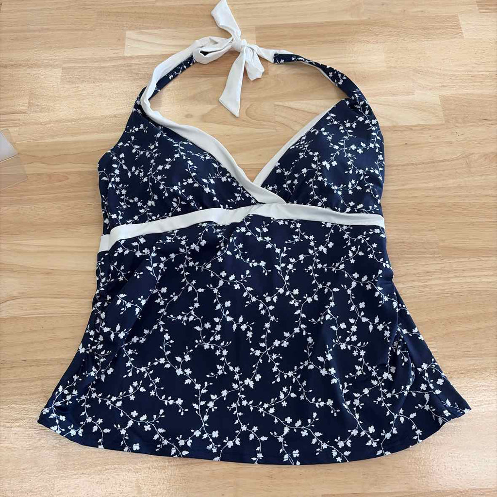 Lands End Size M/L Blue & White New Swimsuit
