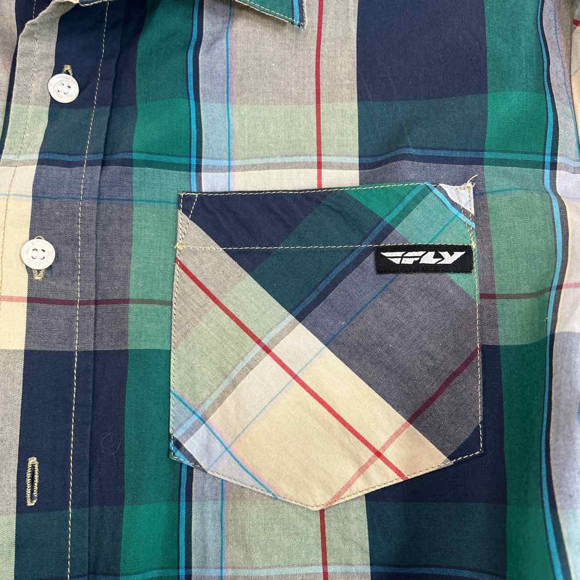 Fly Racing Size M Green Preloved MENS Button Down Shirt