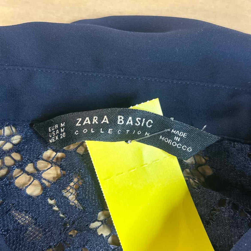 zara Size M Navy Preloved Button Down LS