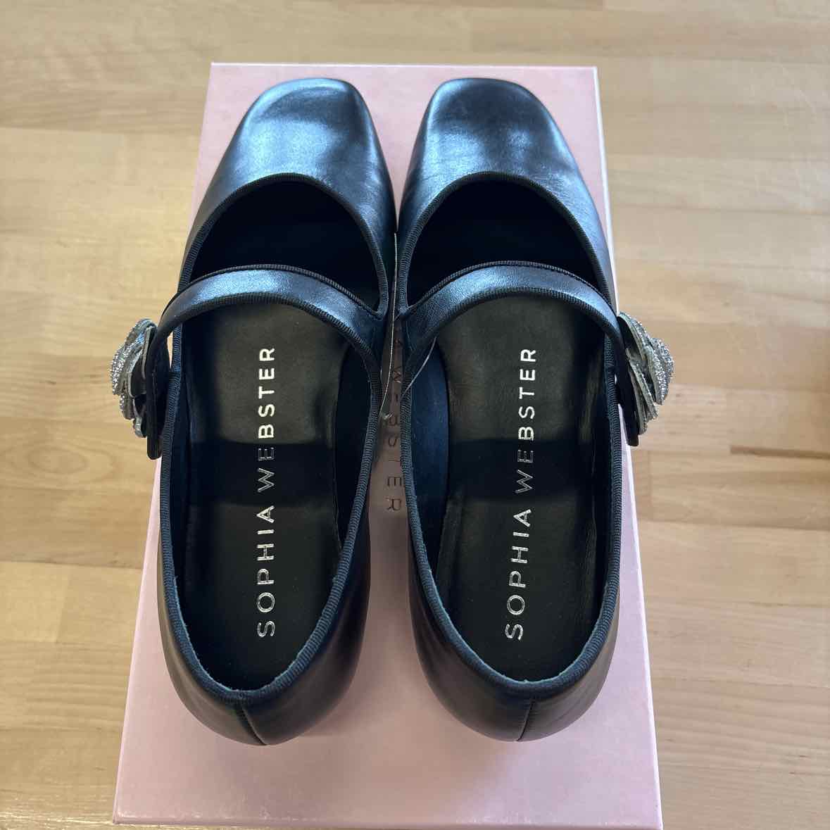 Sophia Webster Size 38.5/US 8 Titania Black New Mary Jane Flats