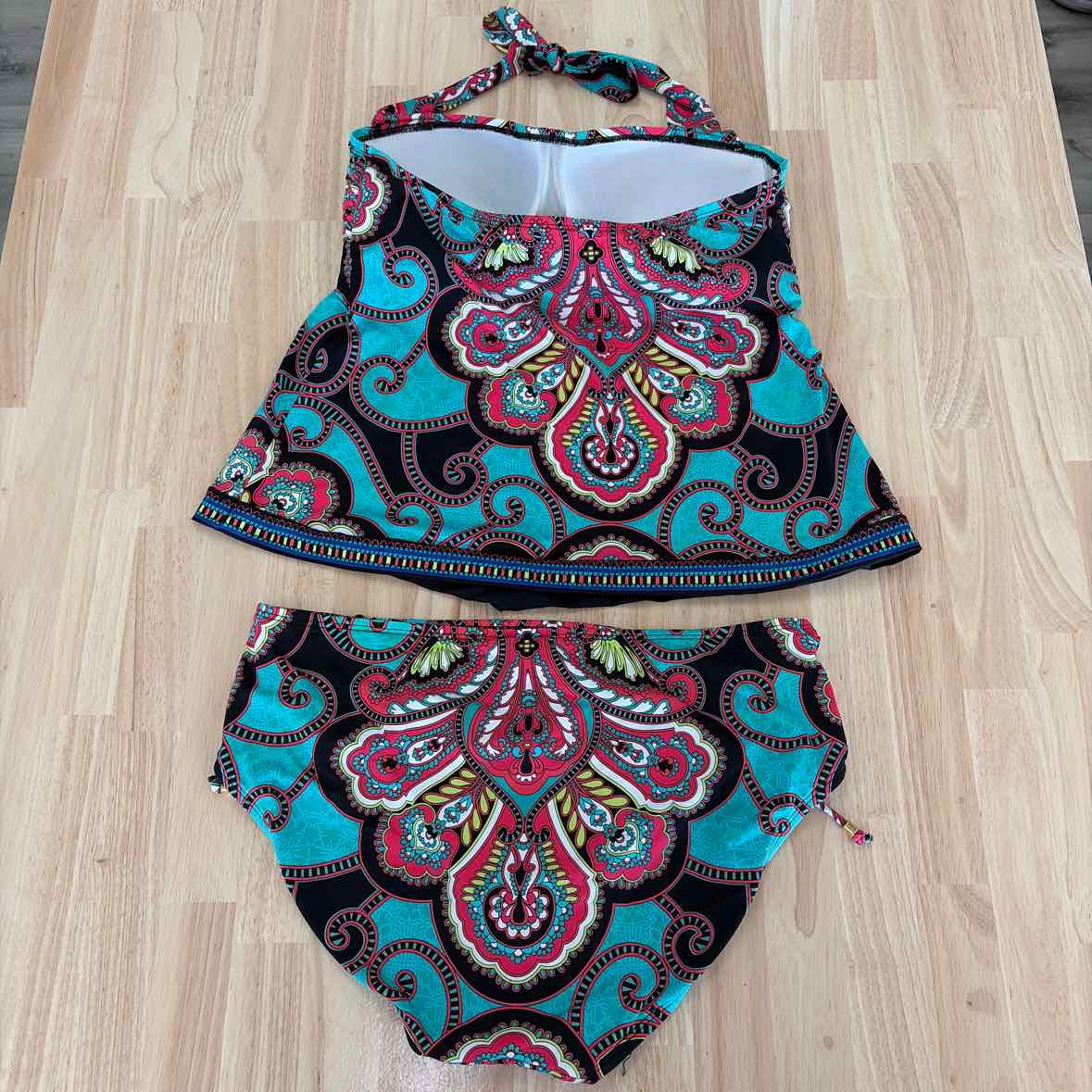 24 Ocean Size L Aqua Pink Swimsuit Bottom/Top