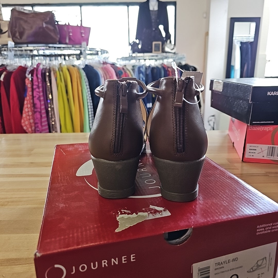 Journee Shoe Size 9 Brown Trayle Wedge Sandals NWT