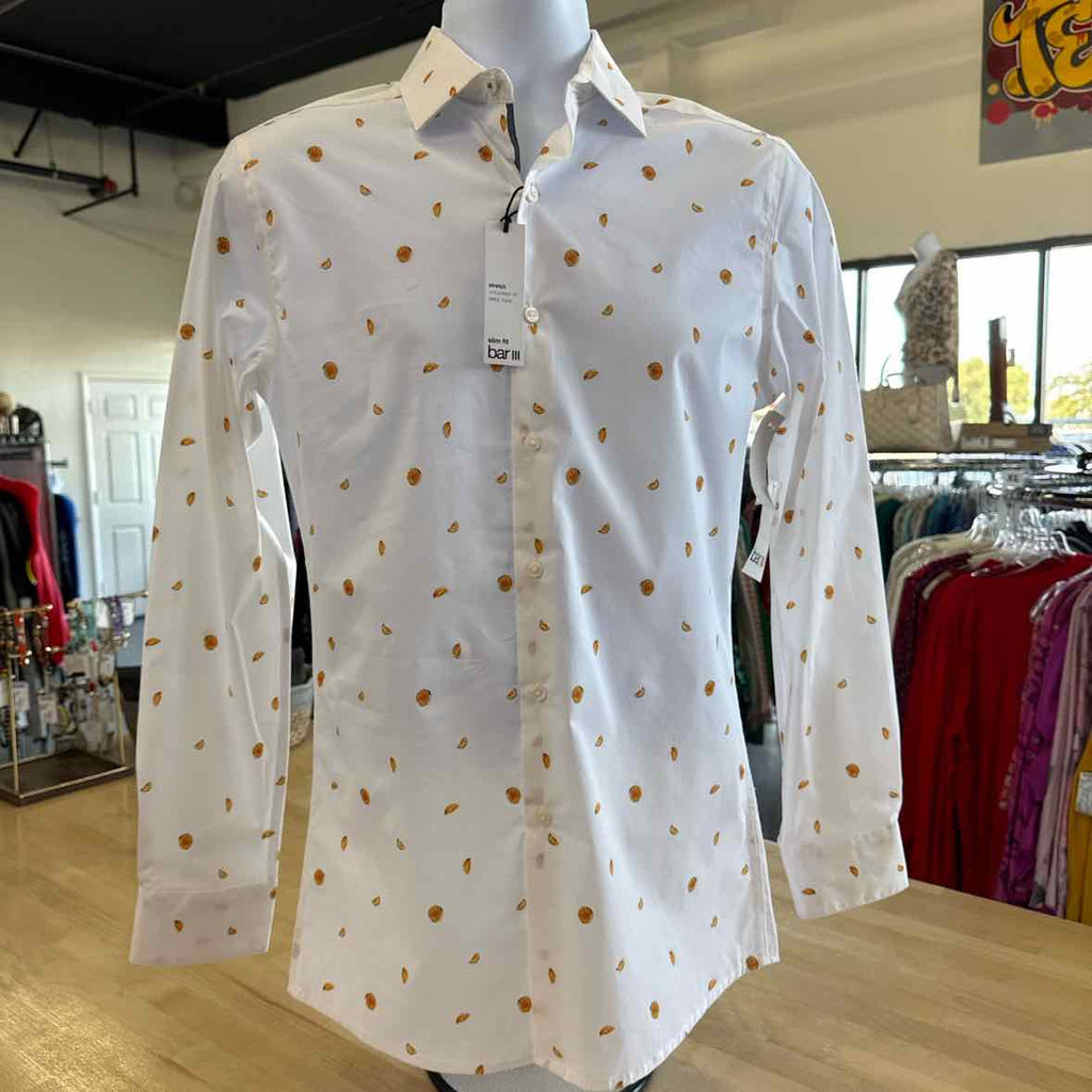 Bar Iii Mens Melon-Print Button Down Dress Shirt