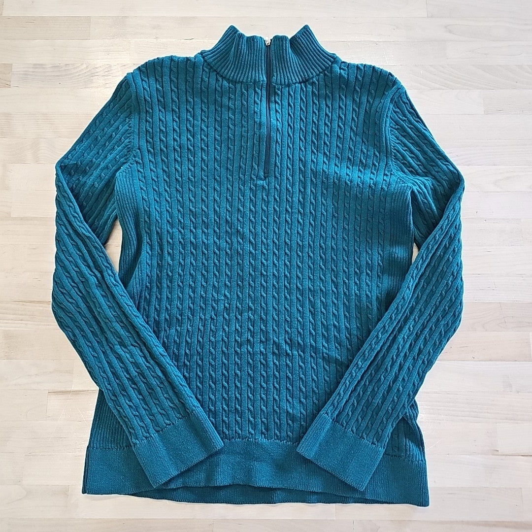 Nautica Size S Green Mock Neck Sweater