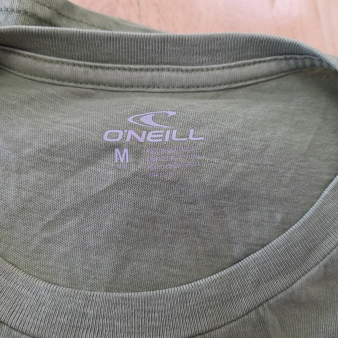 O'Neil Size M Thruster Graphic Print Cotton T-Shirt - Oil Green
