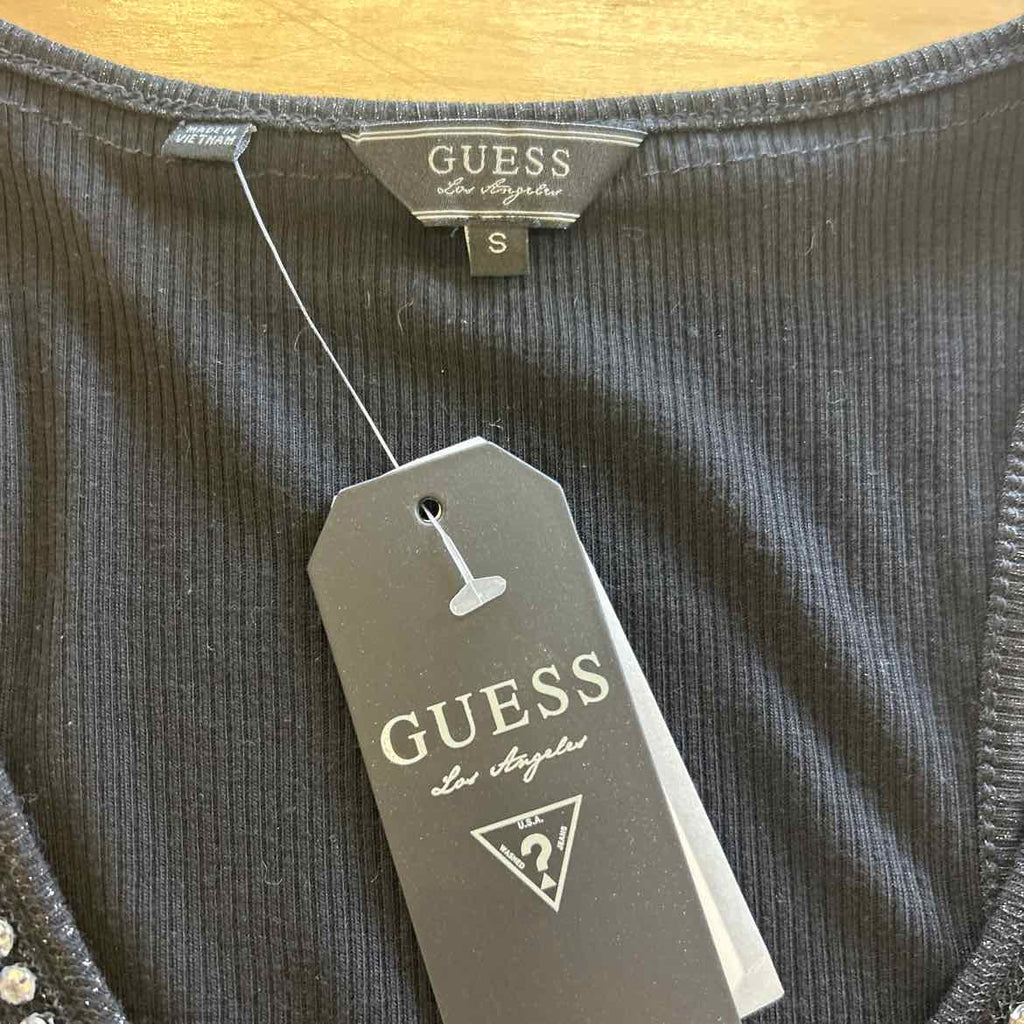 Guess Size S Black Rhinestone Tank