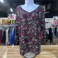 Chico's Size 2 Black Purple Preloved Blouse LS