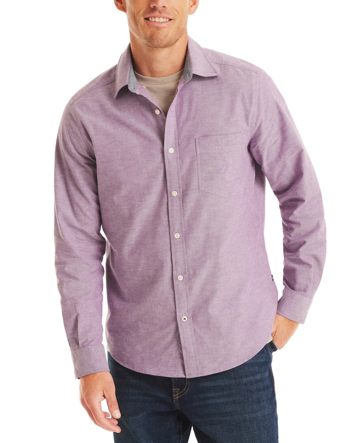 Nautica Size XL Purple New MENS Button Down Shirt
