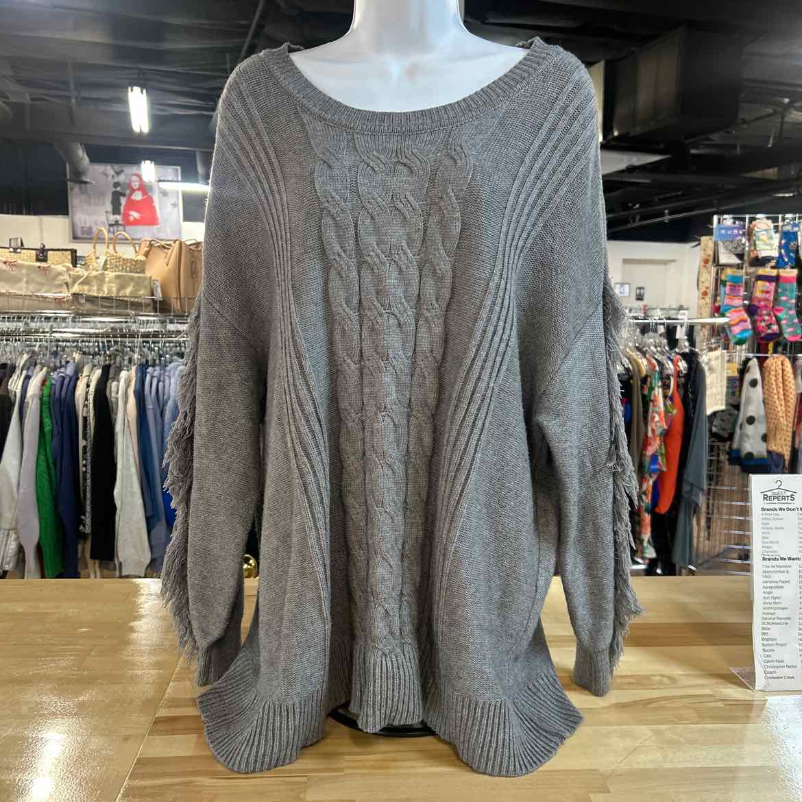 Maurices Size 3X Gray Knit Preloved Sweater