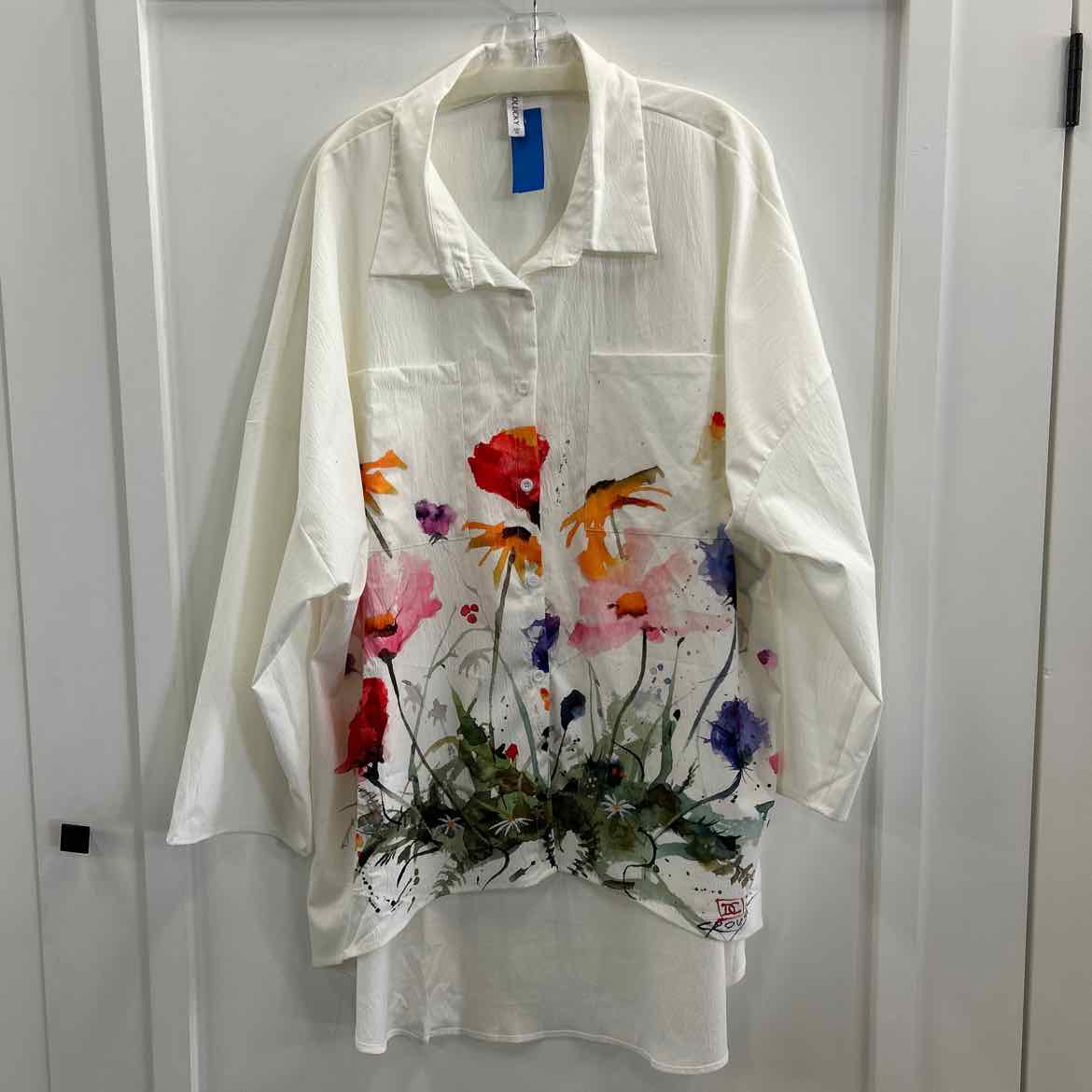 ZoLucky Size 2X White Preloved Button Down LS