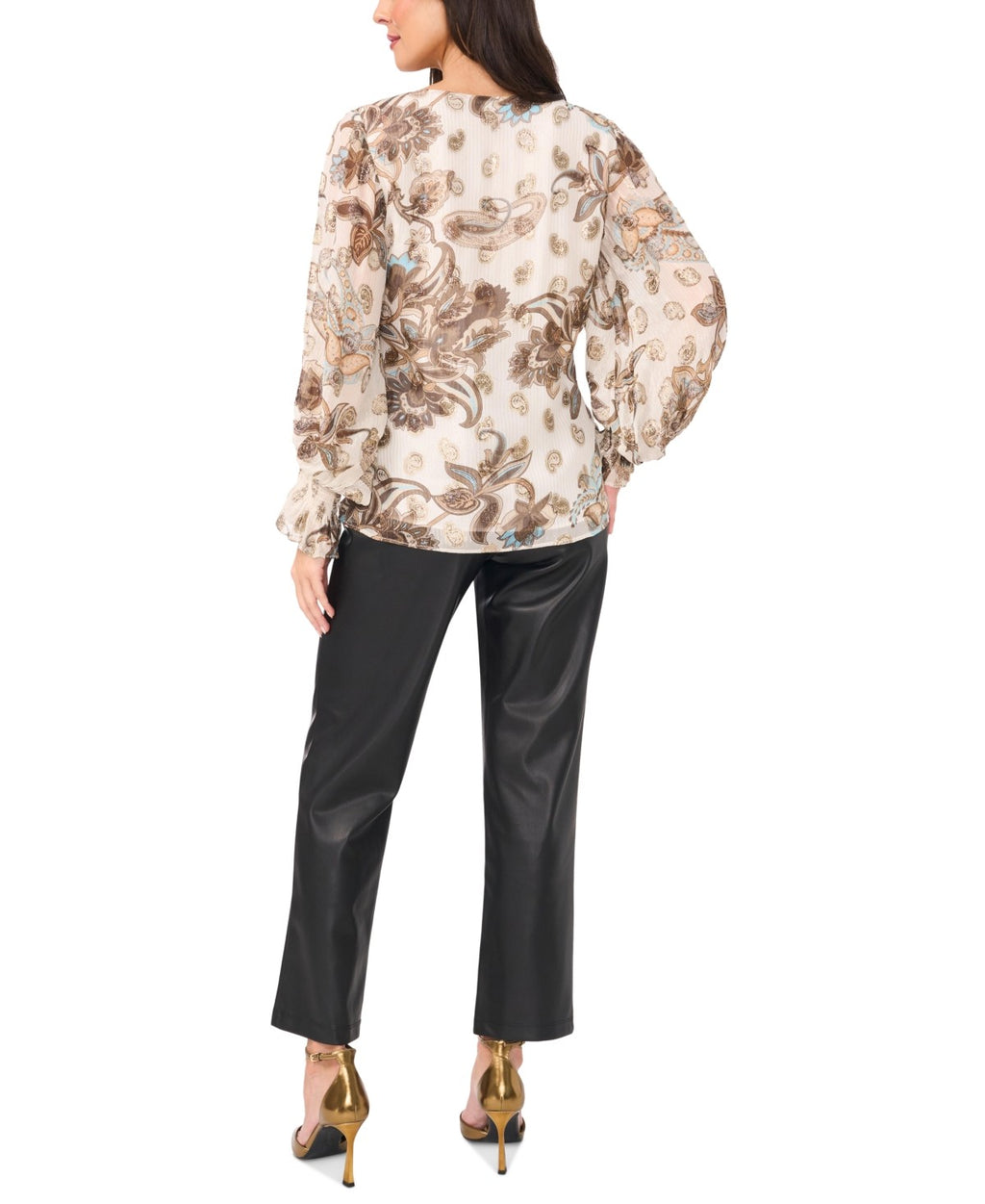 Vince Camuto Size L Brown Blouse