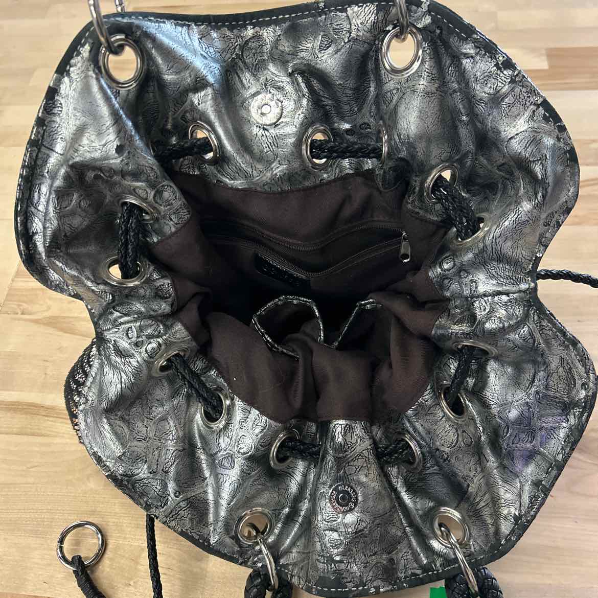gg...ing Black/Silver Studs Preloved Handbag