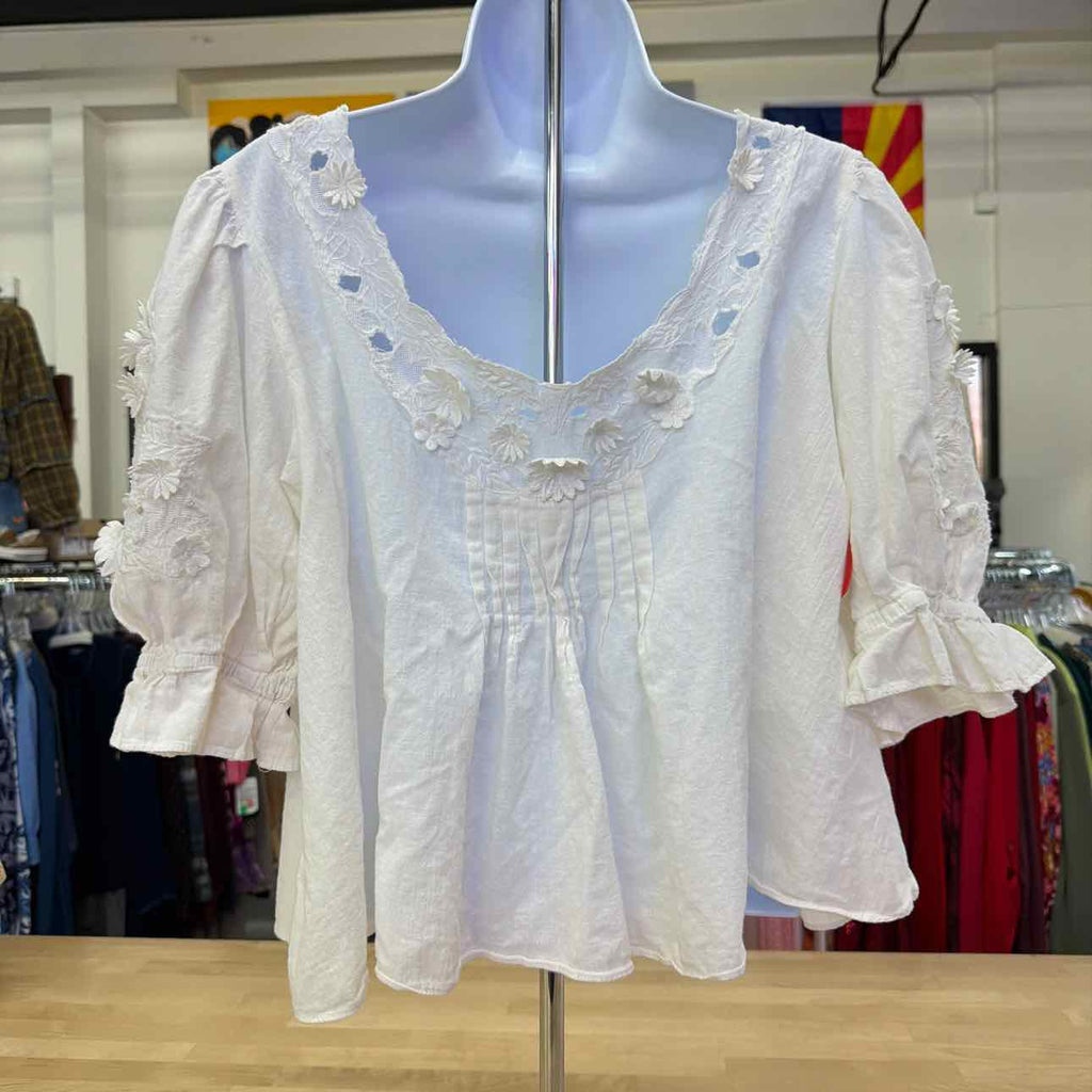 Free People Size M White Preloved Blouse