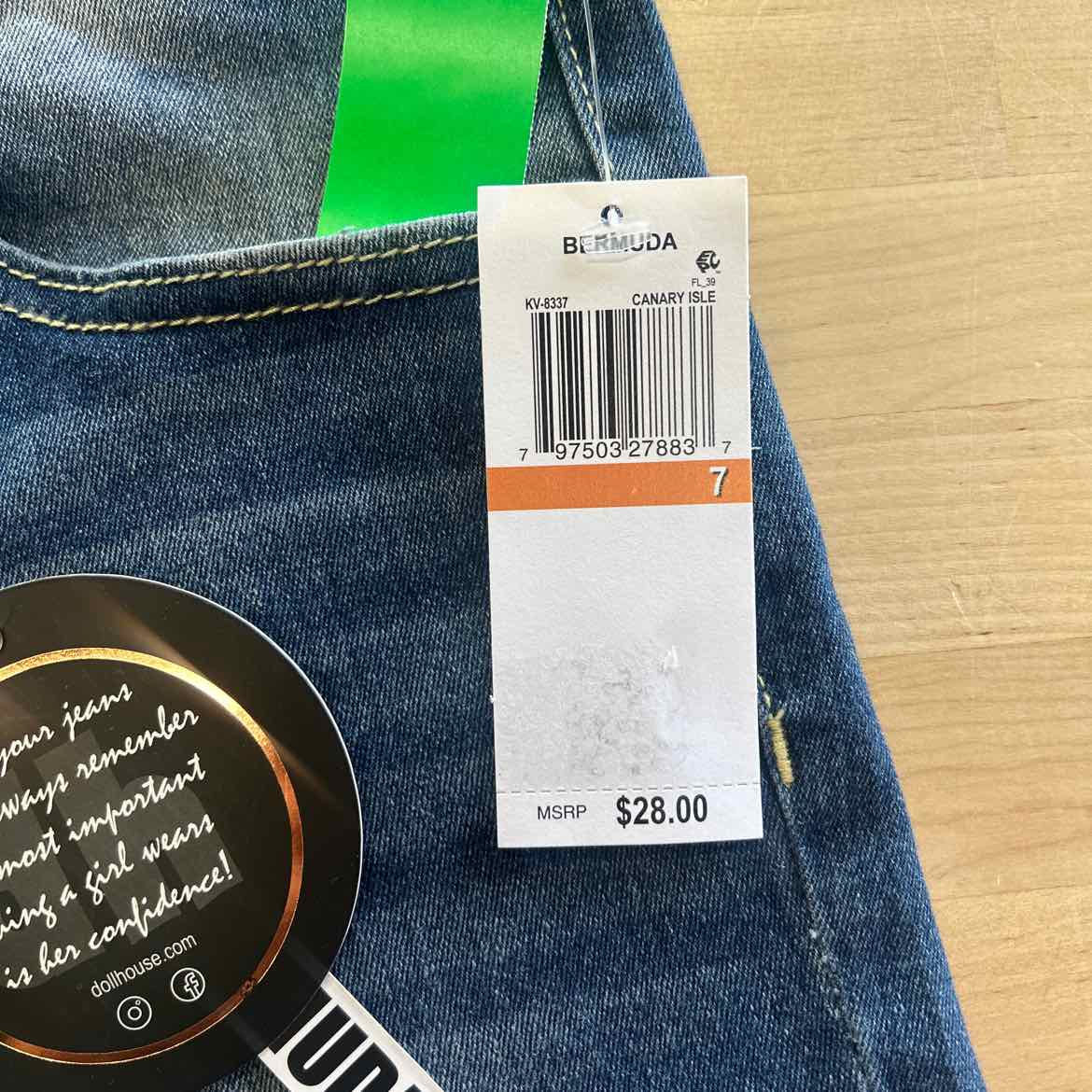 Dollhouse Juniors' Frayed High Rise Denim Bermuda Shorts - Canary Island - 7