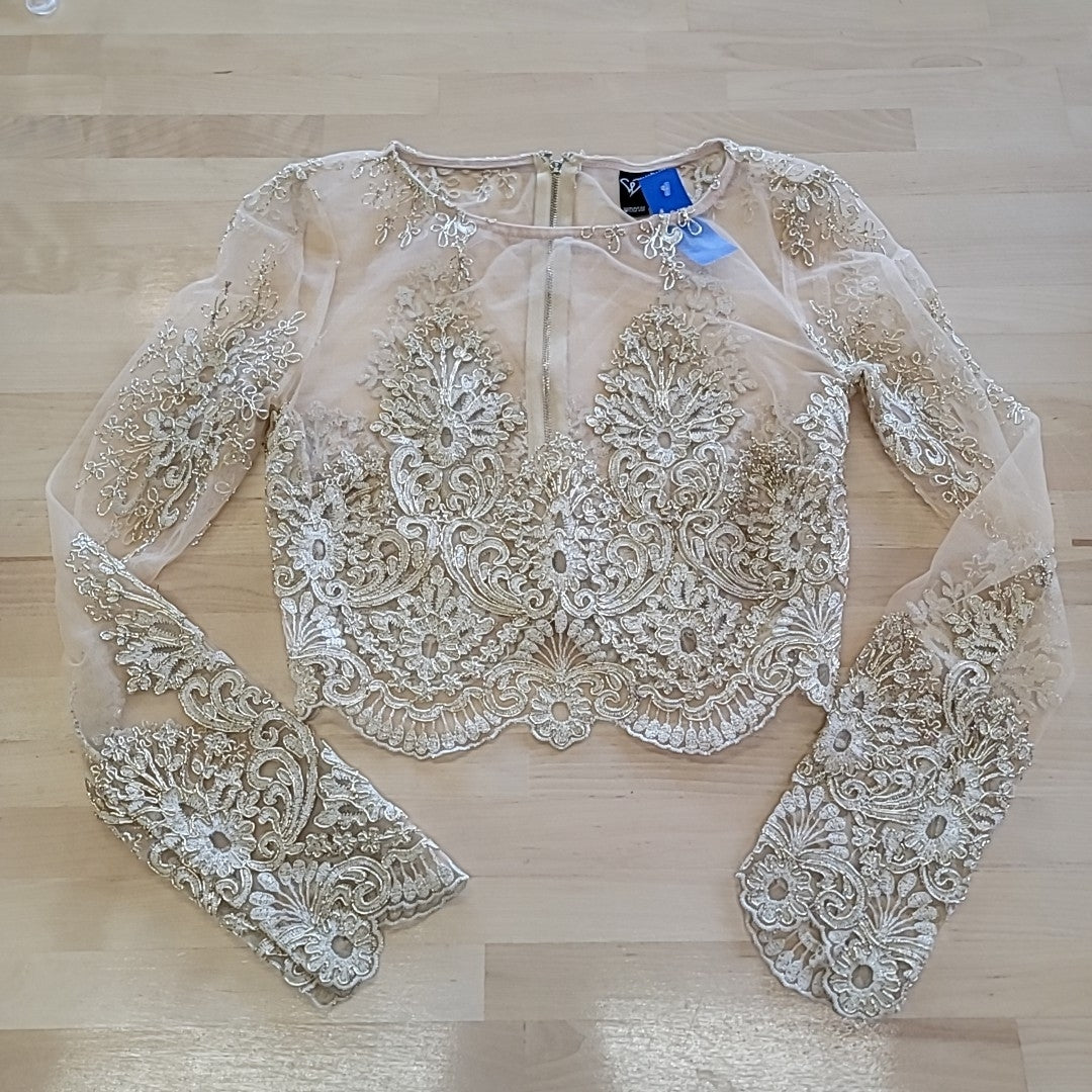 Windsor Size S Gold Mesh Long Sleeve