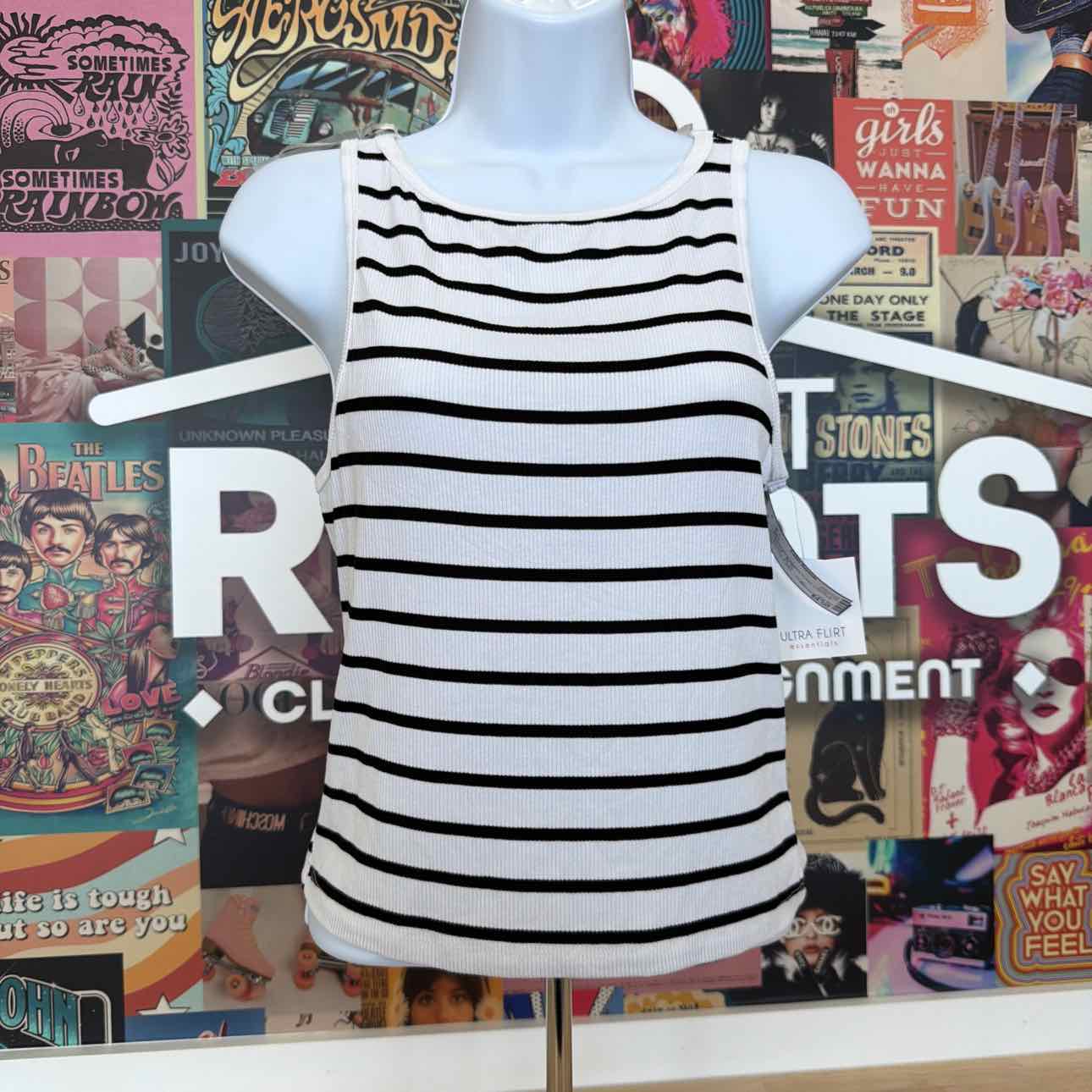 ultra flirt Size S Striped Boat-Neck Tank Top
