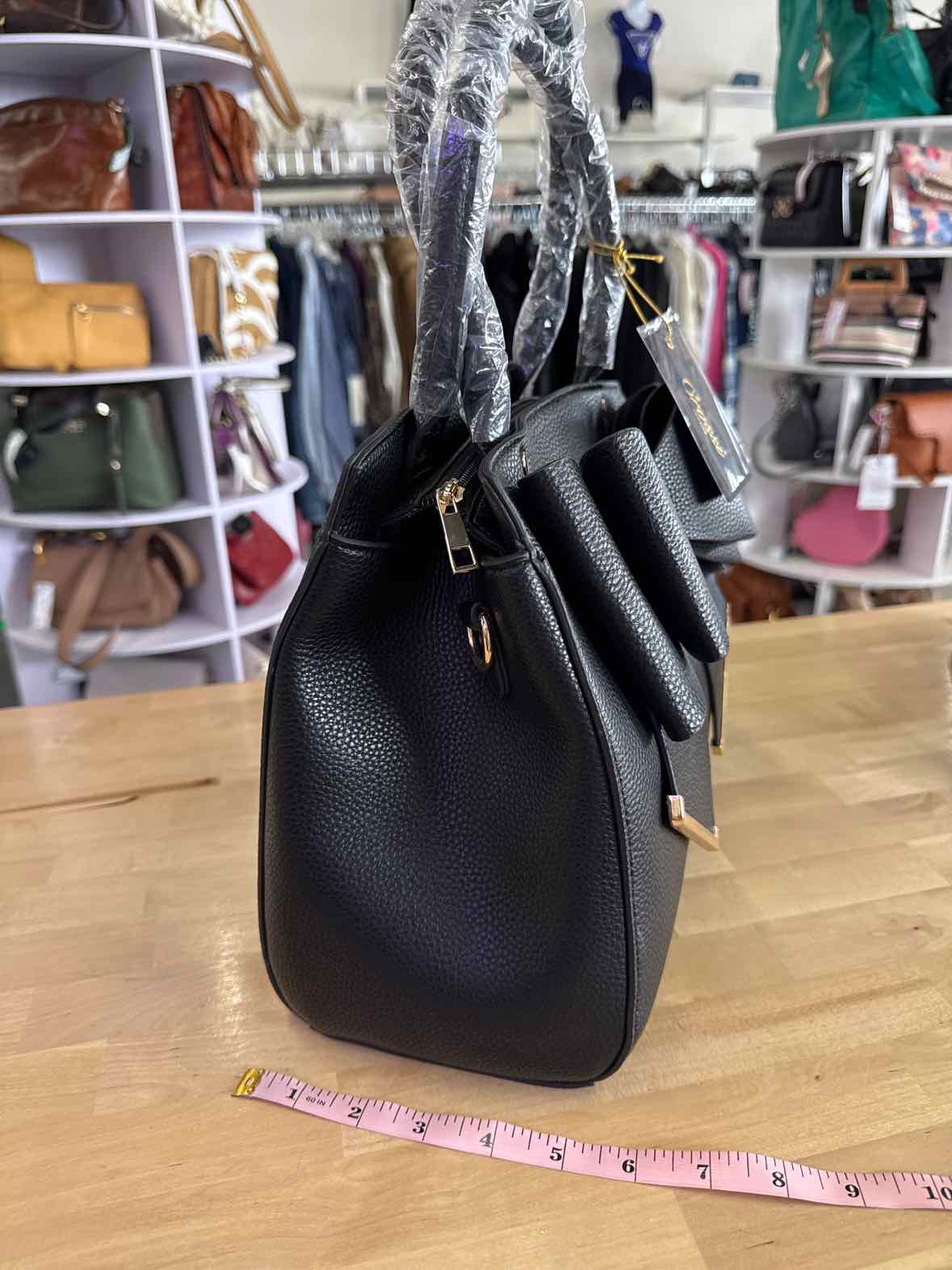 Crossi Black satchel Poppy Boy Handbag NWT