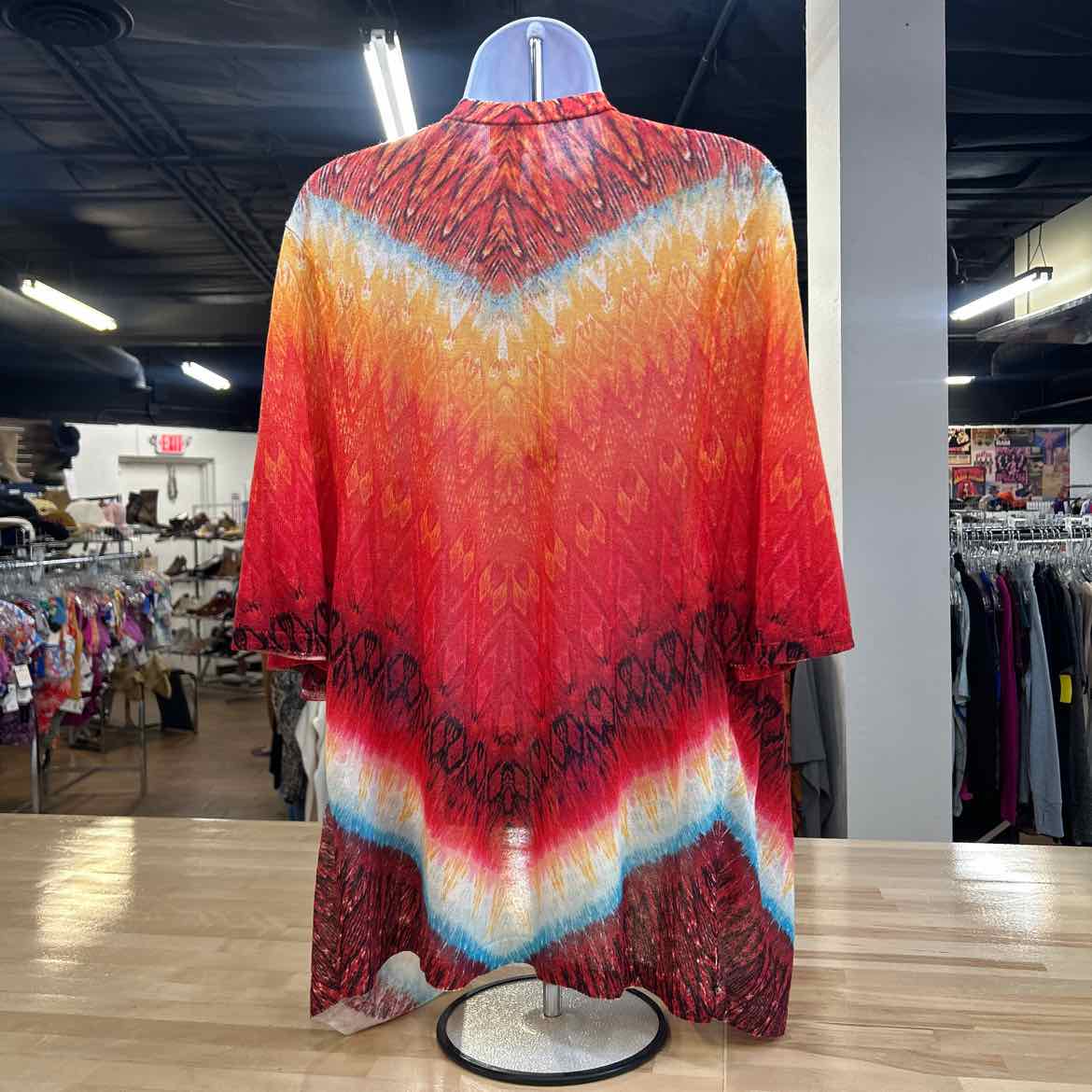 Chico's Size L Red/Orange Preloved Cardigan