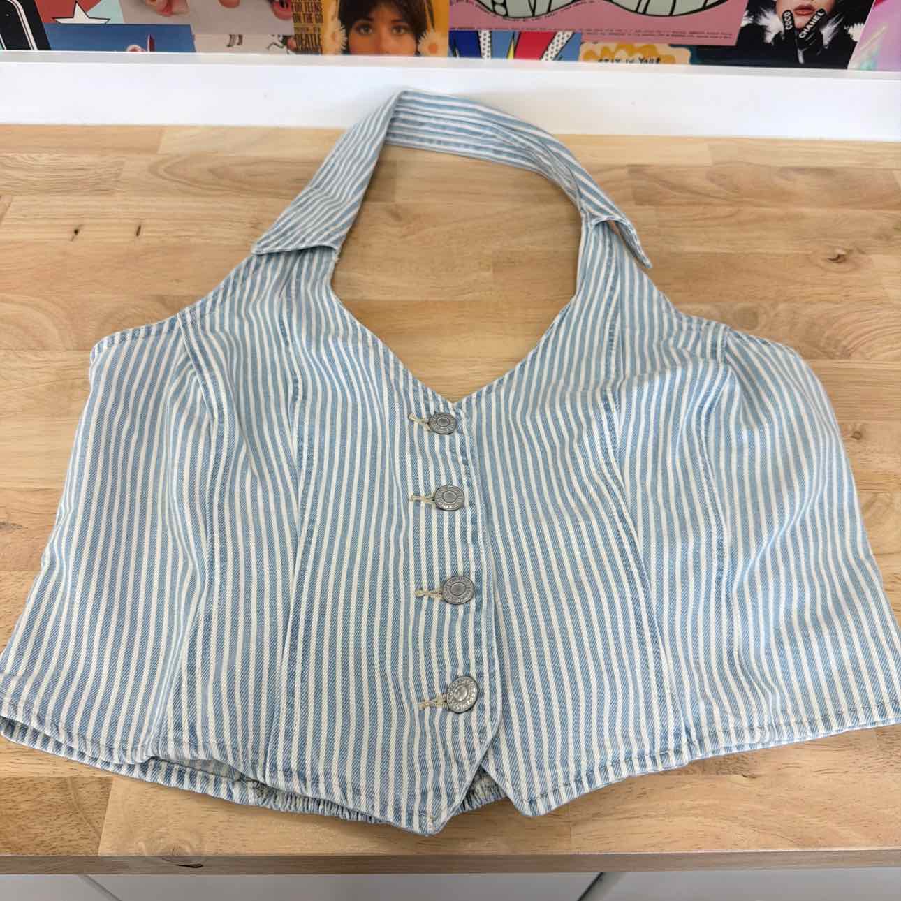 Levi's Size XXL Bria Cotton Denim Corset Cropped Top