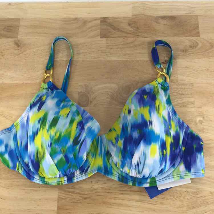 Bleu Size 38D Life's a Beach Printed Underwire Bikini Top