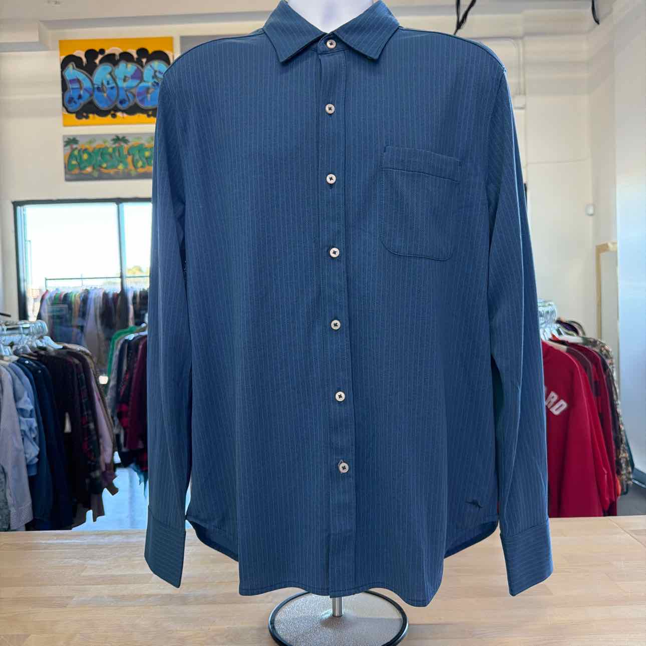 Tommy Bahama Men's San Lucio Stripe Shirt - Ocean Deep - L