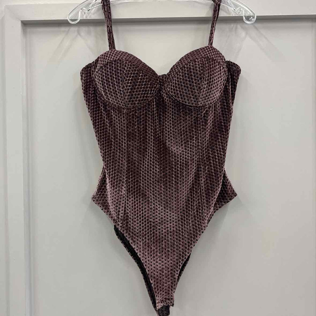 Lulus Size L Purple Velvet Preloved Bodysuit