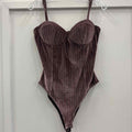 Lulus Size L Purple Velvet Preloved Bodysuit