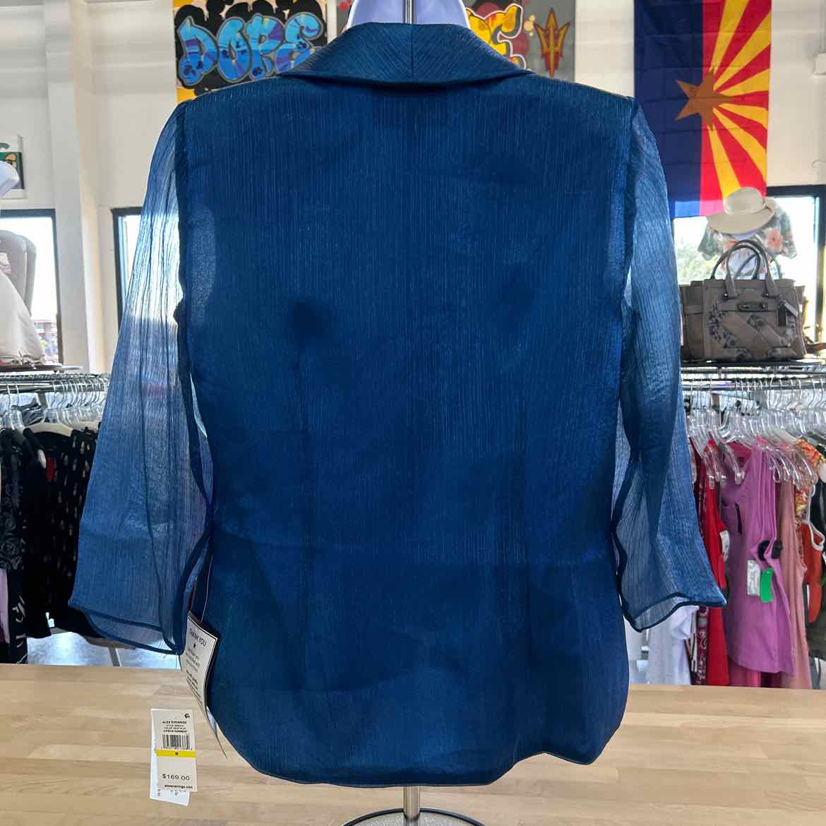 Alex Evenings Women's Chiffon Tie-Front 3/4-Sleeve Top