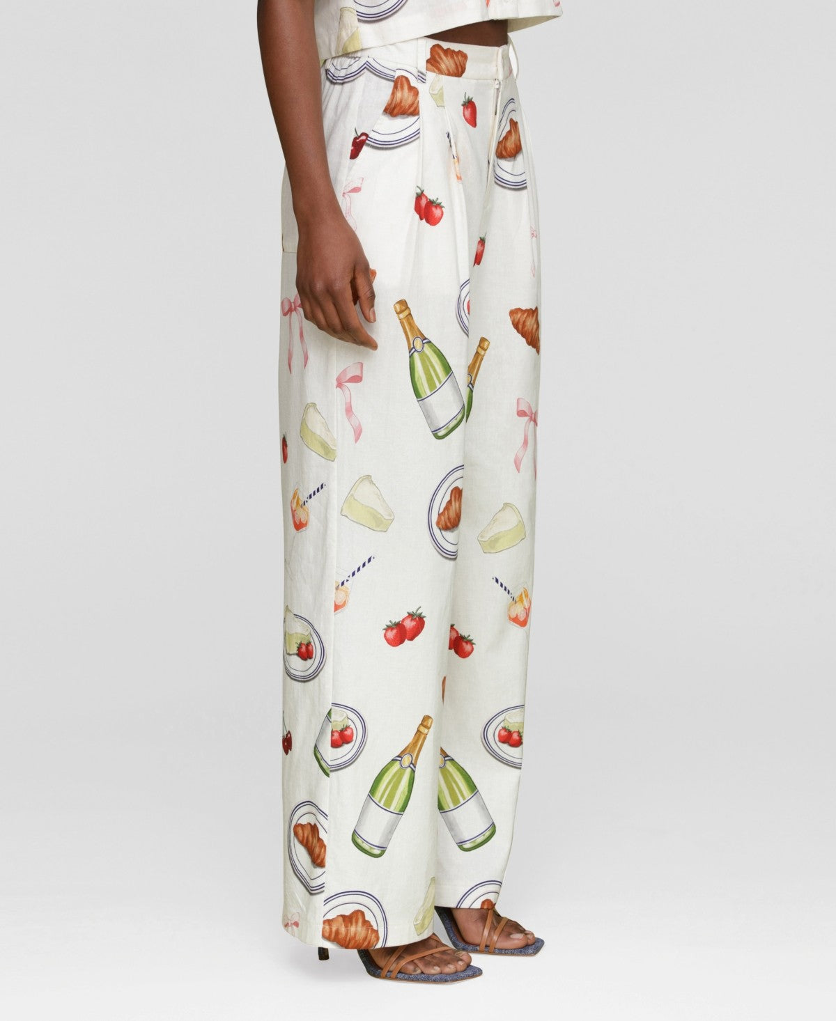 Avec Les Filles Women's Printed High-Rise Wide-Leg Pants
